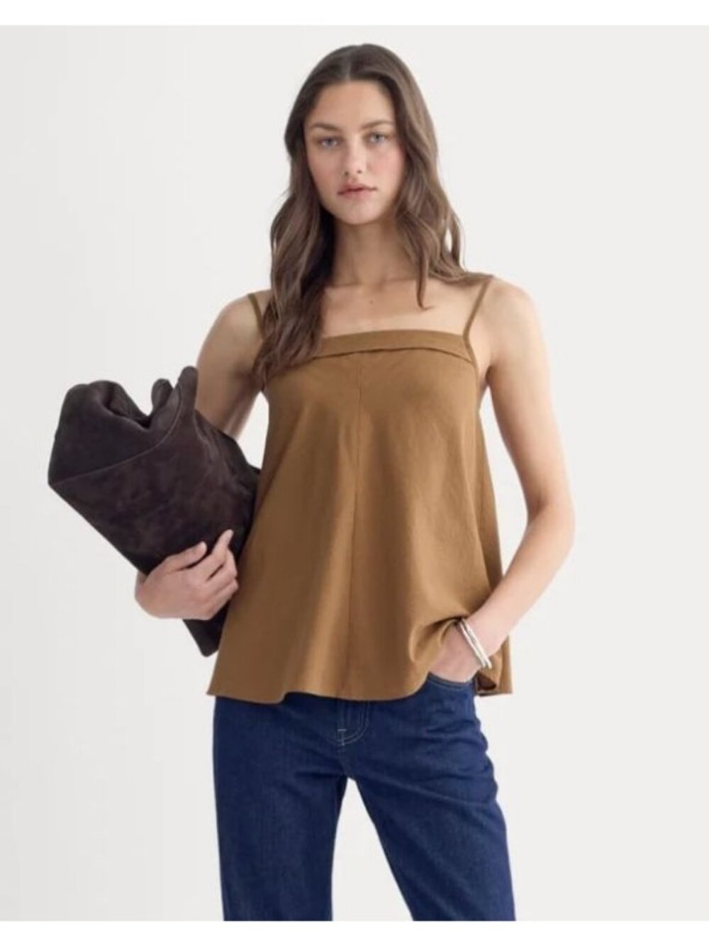 Everlane The Flowy Gauze Cami Women's Size 12 in Toffee Brown New With Tags!
